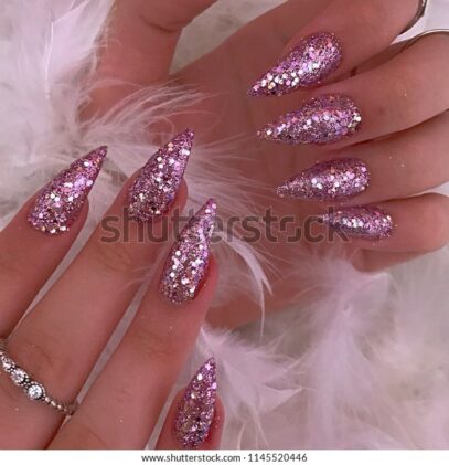 Pink Glitter Nails