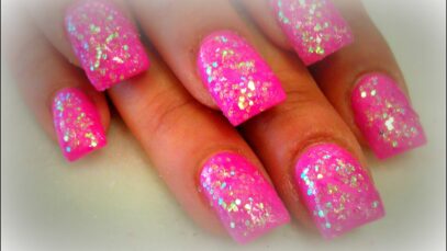 Pink Glitter Nails
