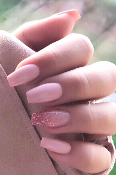 Pink Glitter Nails