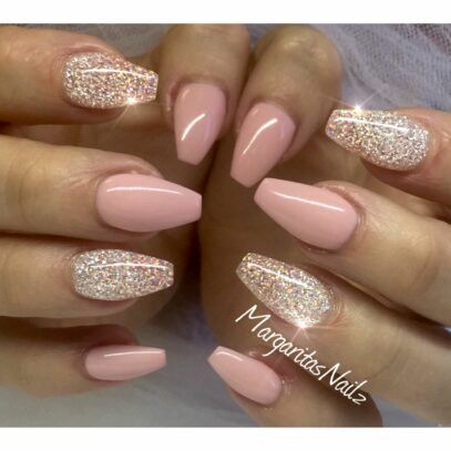 Pink Glitter Nails