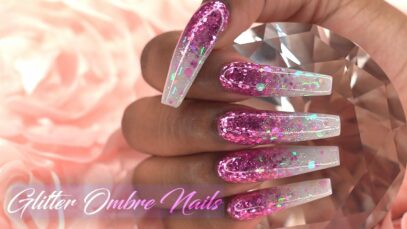 Pink Glitter Ombre Nails