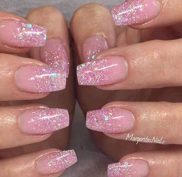 Pink Glitter Ombre Nails