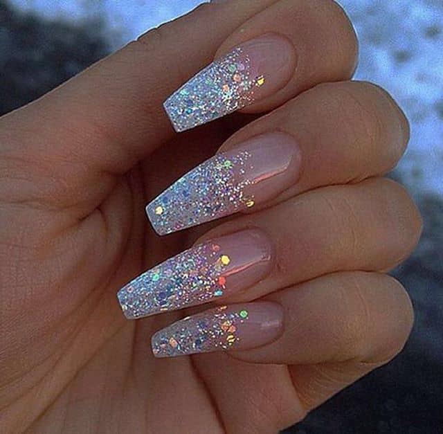 Pink Ombre Glitter Nails