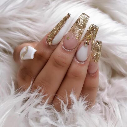 Prom Nails Acrylic Gold