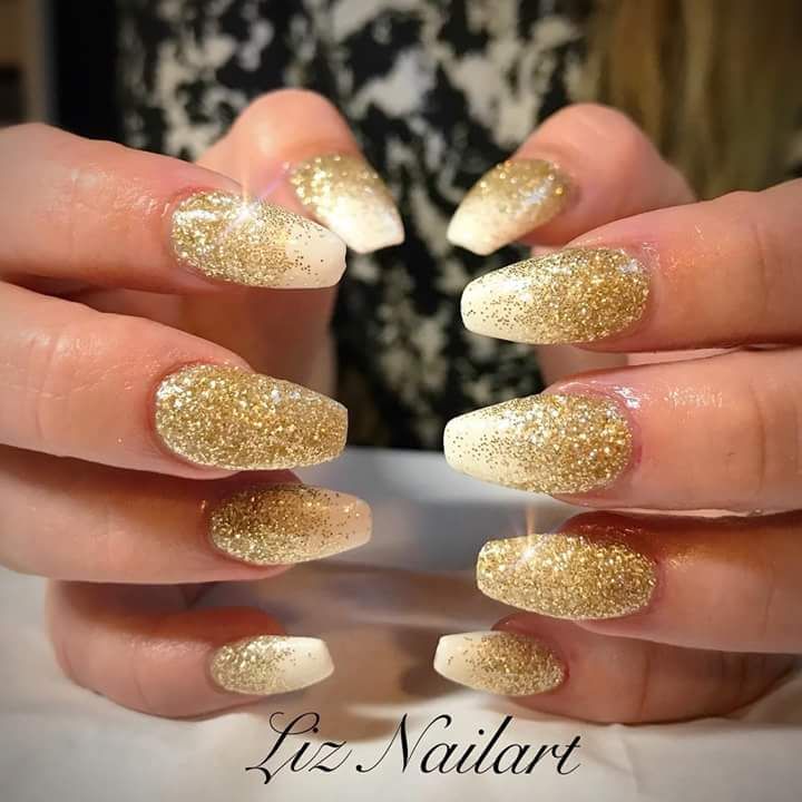 Prom Nails Acrylic Gold