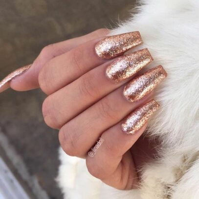 Prom Nails Acrylic Gold
