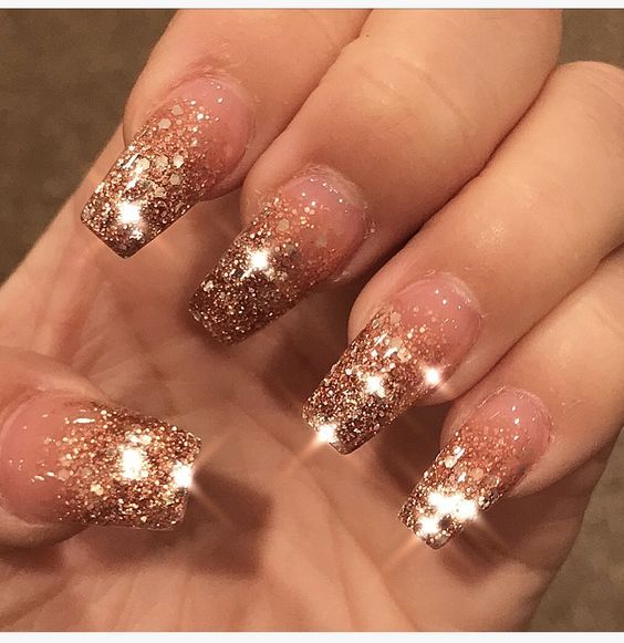 Prom Nails Acrylic Gold