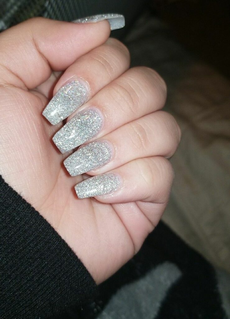 Prom Nails Acrylic Silver