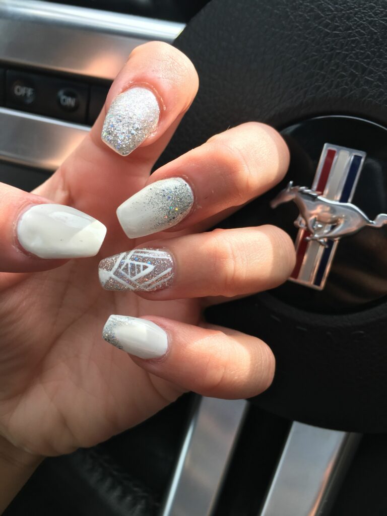 Prom Nails Acrylic Silver