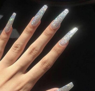 Prom Nails Acrylic Silver