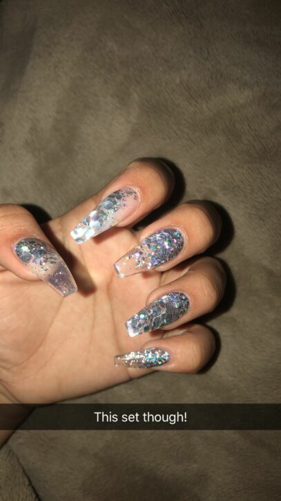 Prom Nails Acrylic Silver
