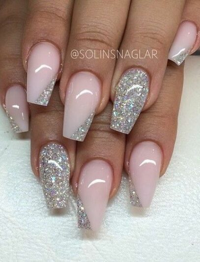 Prom Nails Acrylic Silver