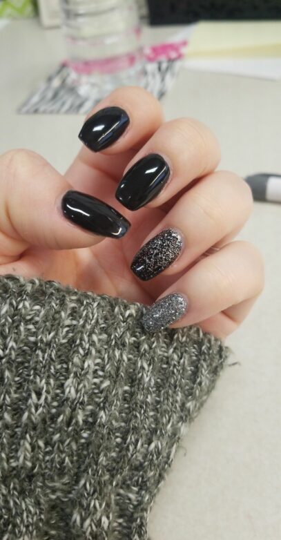 Prom Nails Black And Silver