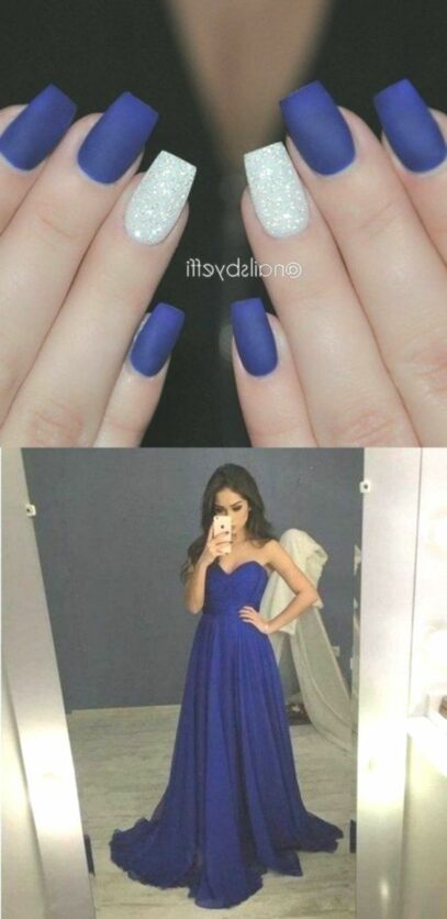 Prom Nails For Blue Dress