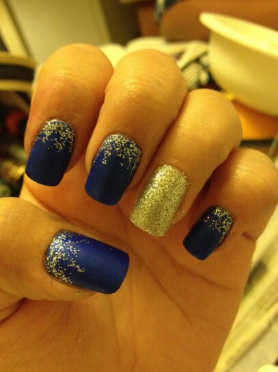 Prom Nails For Navy Blue Dress