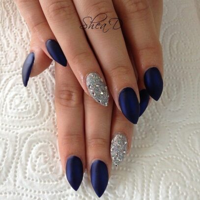 Prom Nails For Navy Blue Dress