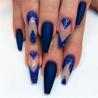 Prom Nails For Navy Blue Dress