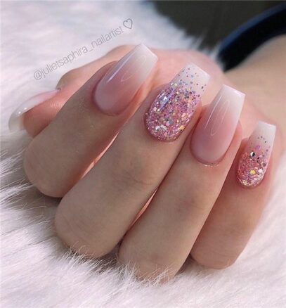 prom nails for light pink dress