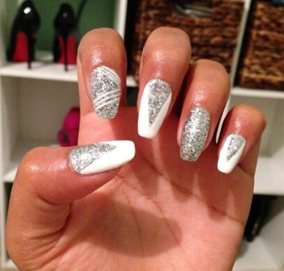 Prom Nails White And Silver