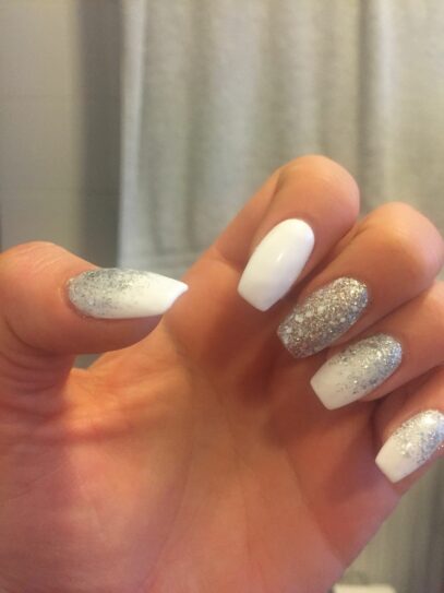 Prom Nails White And Silver