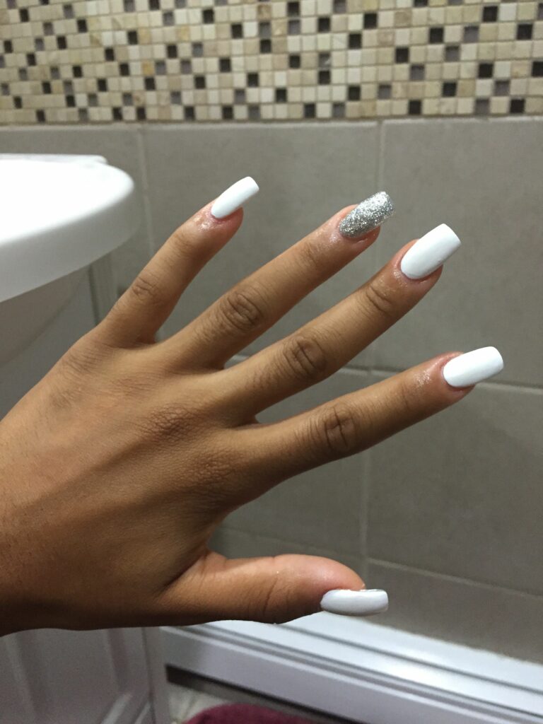 Prom Nails White And Silver