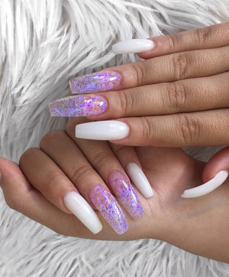Purple And White Nails