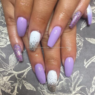 Purple And White Nails