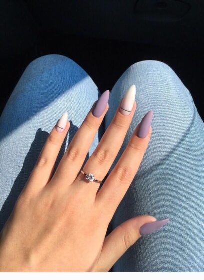 Purple And White Nails
