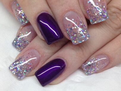 Purple Glitter Nails