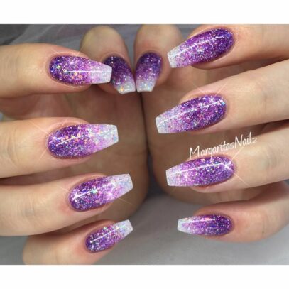 Purple Glitter Nails