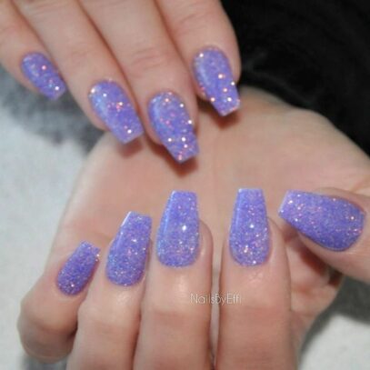 Purple Glitter Nails