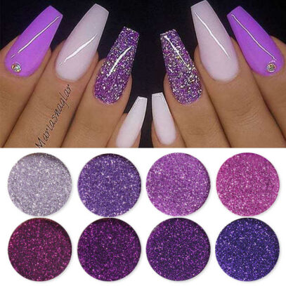 Purple Glitter Nails
