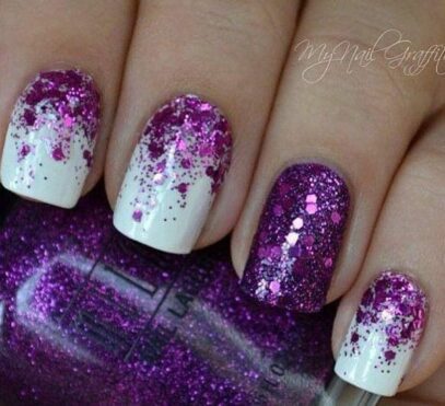 Purple Glitter Nails