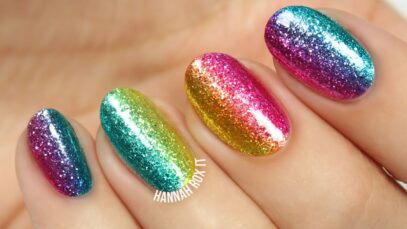 Rainbow Glitter Nails