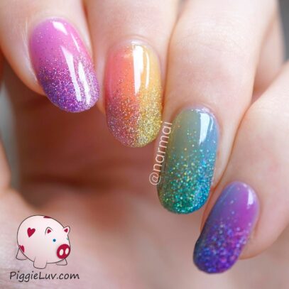 Rainbow Glitter Nails