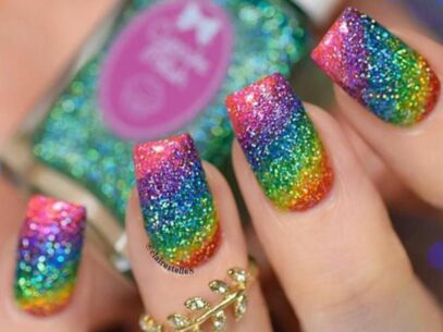 Rainbow Glitter Nails