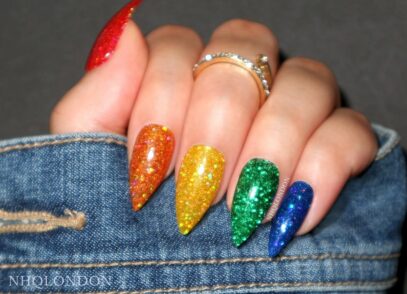 Rainbow Glitter Nails