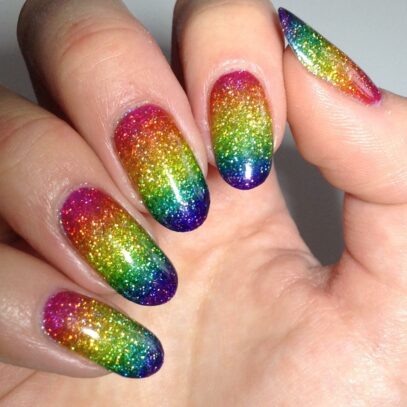 Rainbow Glitter Nails
