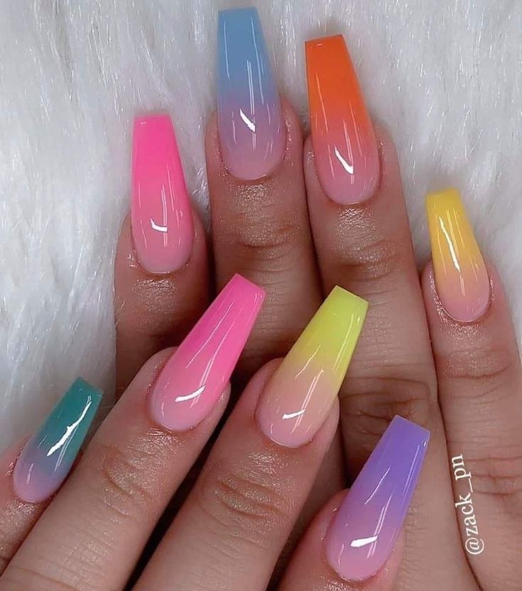 Rainbow Ombre Nails