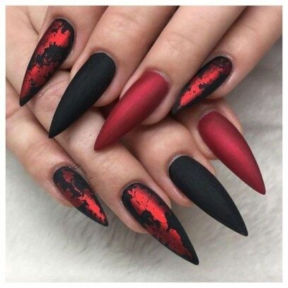 Red And Black Prom Nails