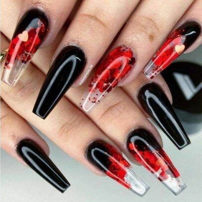 Red And Black Prom Nails