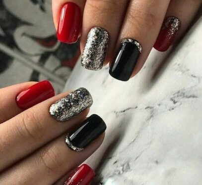 Red And Black Prom Nails
