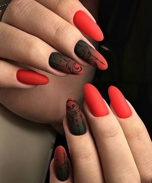 Red And Black Prom Nails