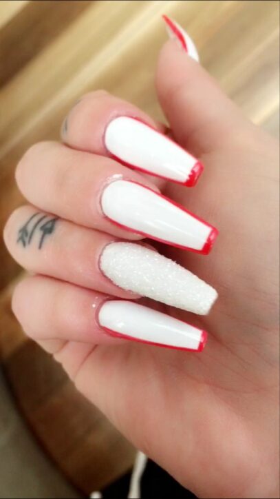 Red And White Nails