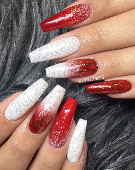 Red And White Nails