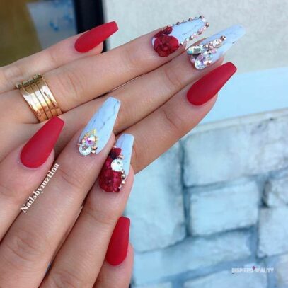 Red And White Nails