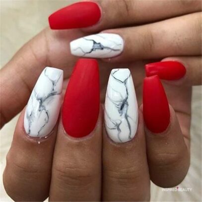 Red And White Nails