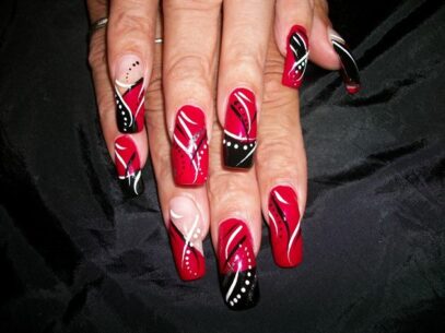 Red Black And White Nails