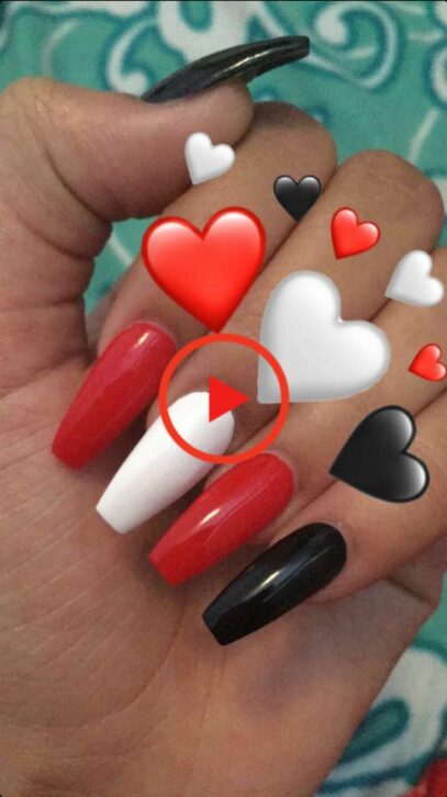 Red Black And White Nails