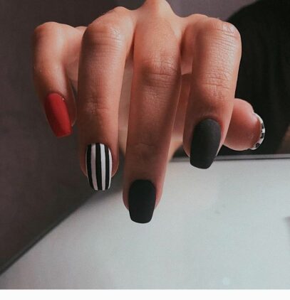 Red Black And White Nails